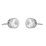 Silver fyb Marisol Bezel Stud Earrings in 5MM size, featuring bezel-set cubic zirconia in gold vermeil. Bold, timeless sparkle for any style. Available at Be Charmed.