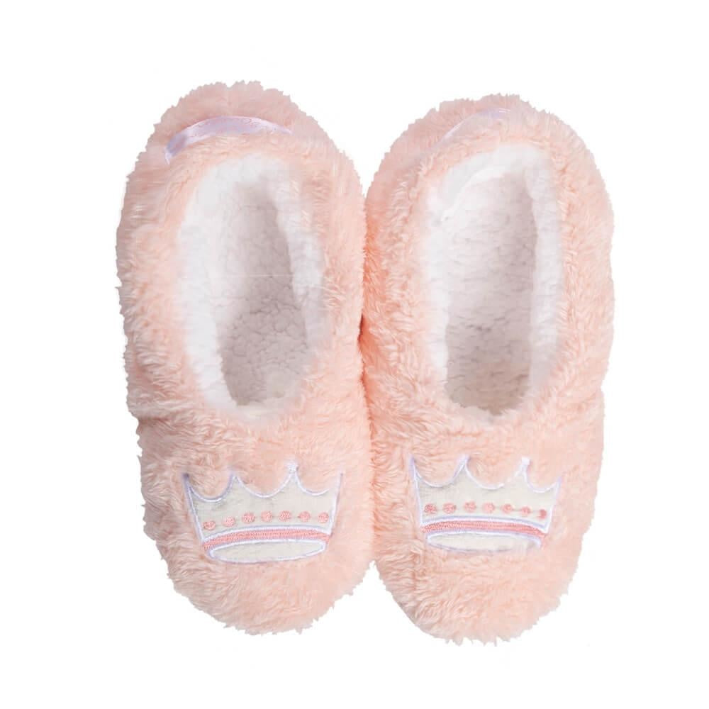 Faceplant Dreams Queen Footsies pink plush slippers available at Be Charmed.