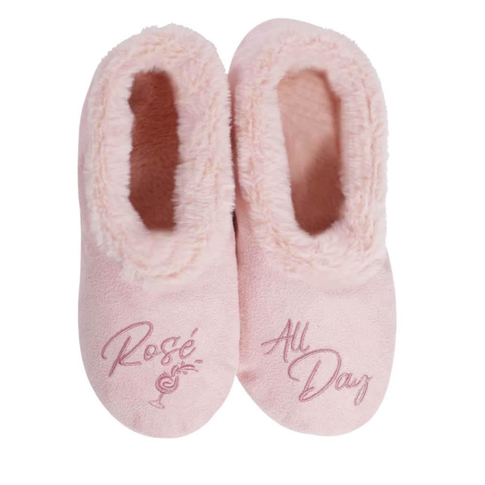 Faceplant Dreams Rosé Footsies plush slippers in pink available at Be Charmed.