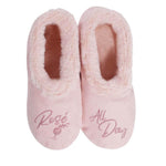 Faceplant Dreams Rosé Footsies plush slippers in pink available at Be Charmed.