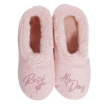 Faceplant Dreams Rosé Footsies plush slippers in pink available at Be Charmed.