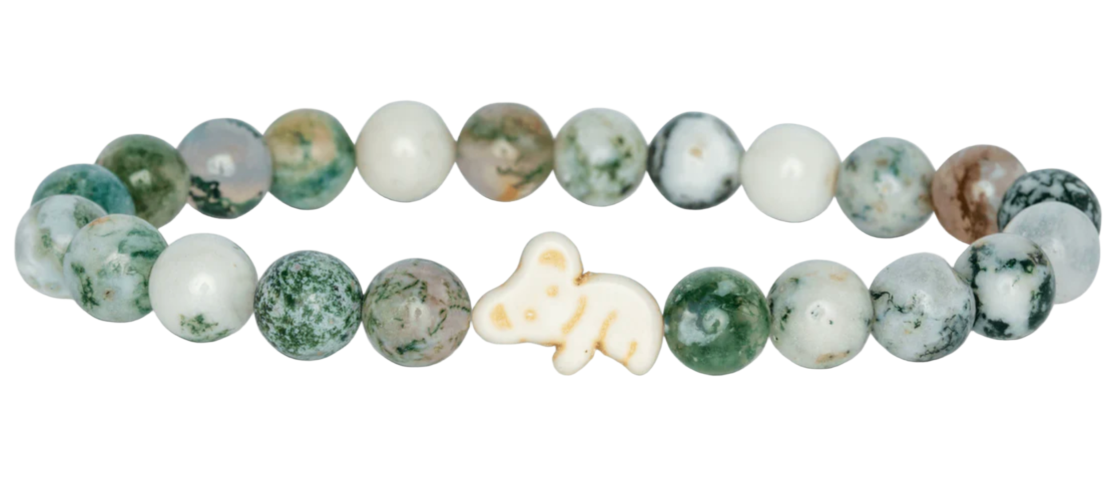 Eucalyptus Green Fahlo Koala Lounge Bracelet with koala charm and fixed-size band. Track a real koala and support conservation. Available at Be Charmed