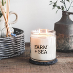 Farm + Sea 14 oz Lemon + Lavender scented candle with natural ingredients. Clean-burning candle for a fresh, calming scent. Available at Be Charmed.