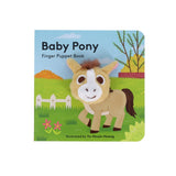 Baby Pony Finger Puppet Book – interactive board book with soft built-in pony puppet, perfect for babies and toddlers, encourages early learning and play, available at Be Charmed.