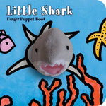 Little Shark Finger Puppet Book – interactive board book with soft shark finger puppet, perfect for engaging babies and toddlers in early learning and play, available at Be Charmed.