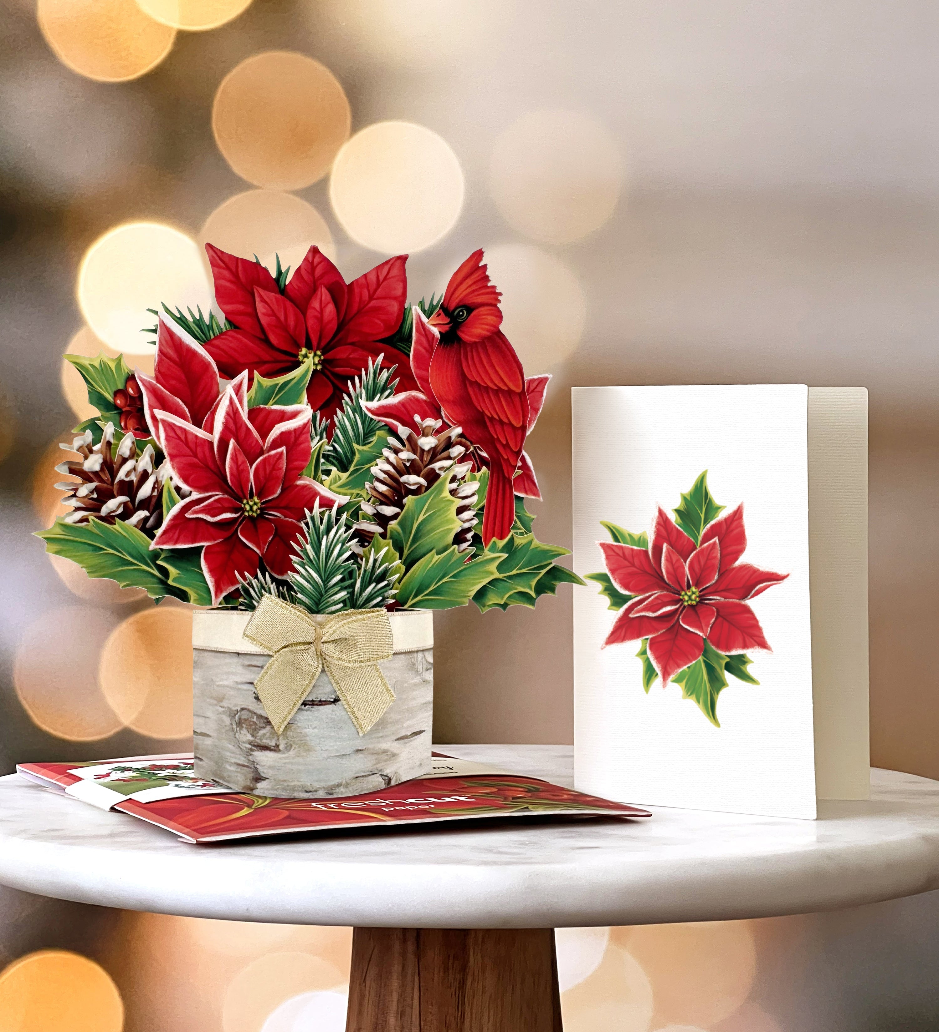 Fresh Cut Paper Mini Birch Poinsetta