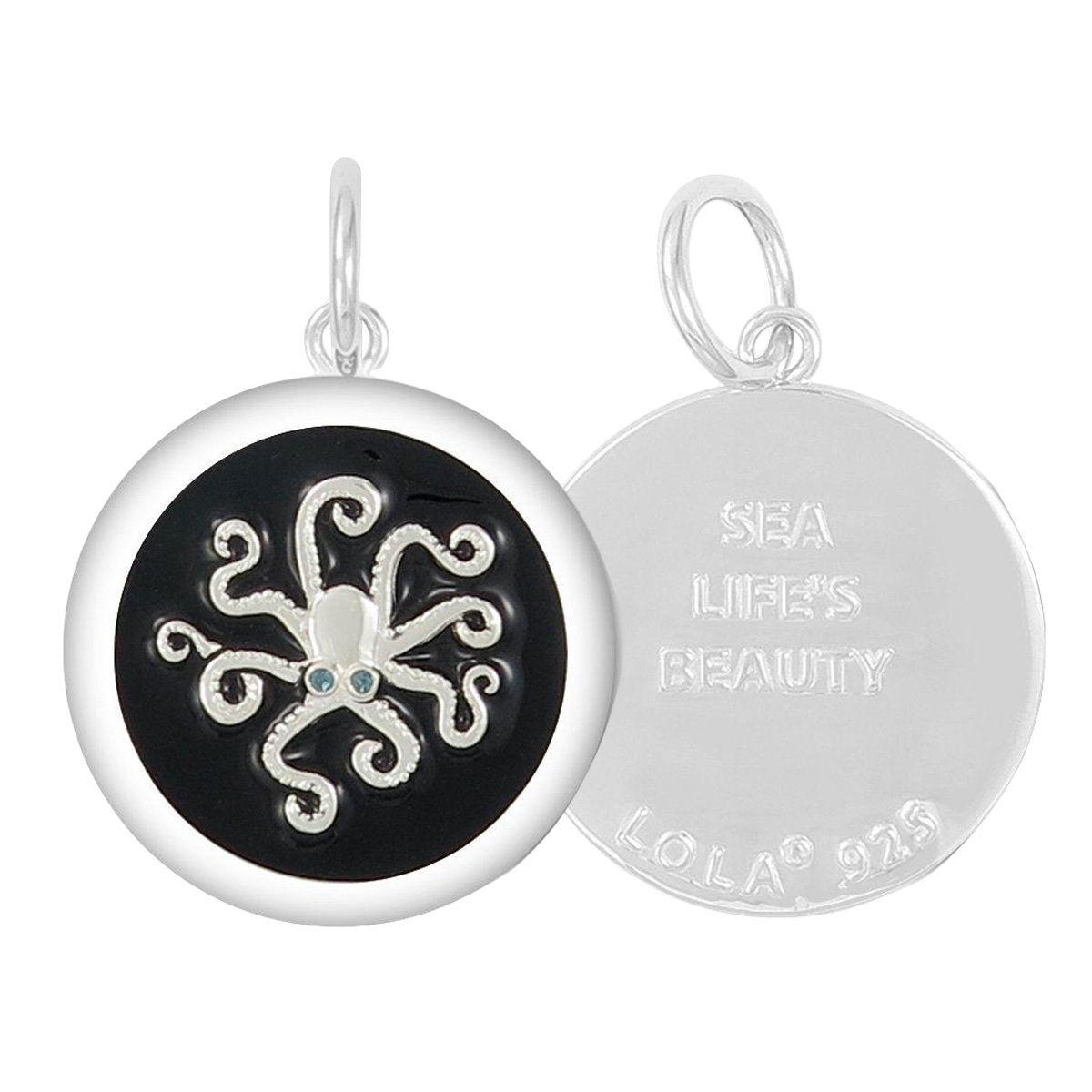 Front & Back of Lola silver octopus pendant necklace with ocean-inspired design and detailed craftsmanship, Available at Be Charmed