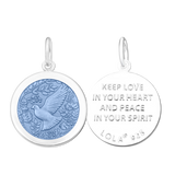 Front & Back of Lola silver dove pendant necklace with symbolic dove design, elegant everyday jewelry, Available at Be Charmed