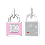 Front & Back Of Lola Love Lock silver pendant necklace symbolizing love and commitment, meaningful jewelry gift for everyday wear, Available at Be Charmed