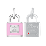 Front & Back Of Lola Love Lock silver pendant necklace symbolizing love and commitment, meaningful jewelry gift for everyday wear, Available at Be Charmed