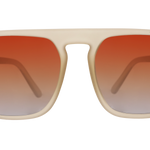 Front View of Goodr Impromptu Disco Nap polarized square aviator sunglasses with translucent gray frames and orange lenses available at Be Charmed