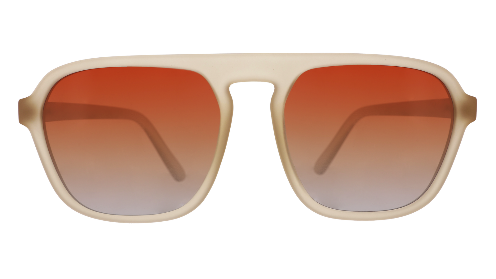 Front View of Goodr Impromptu Disco Nap polarized square aviator sunglasses with translucent gray frames and orange lenses available at Be Charmed