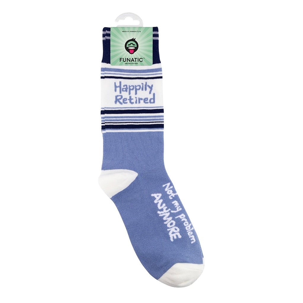 Funatic Happily Retired Socks on sock holder