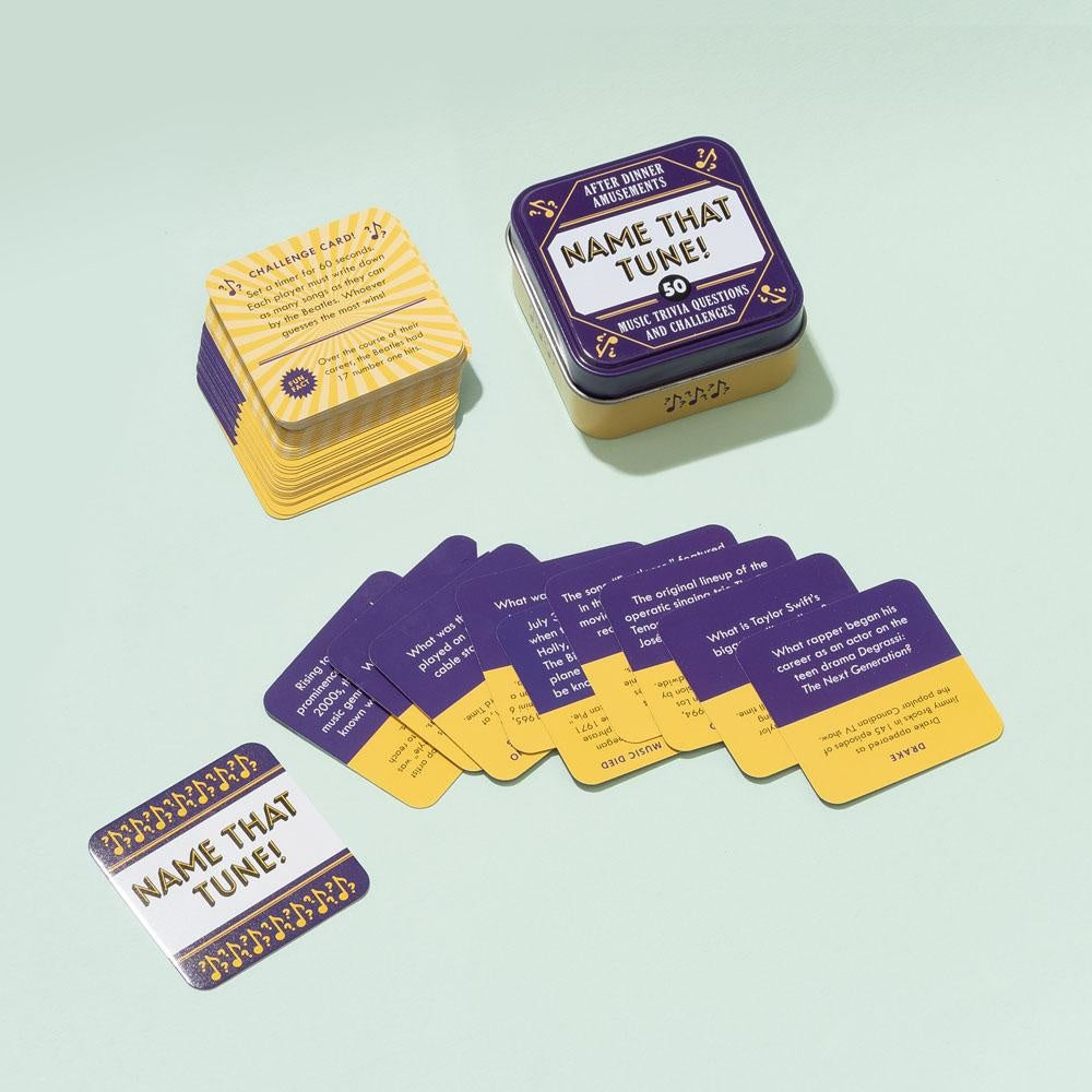 Name That Tune! Game Tin by Ridley’s Games for family game nights and music parties available at Be Charmed