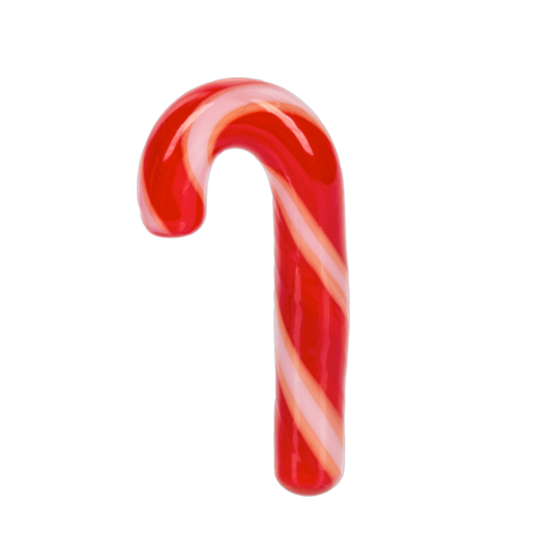 Ganz silver-tone candy cane pocket token with red enamel stripes and a decorative bow. Available at Be Charmed