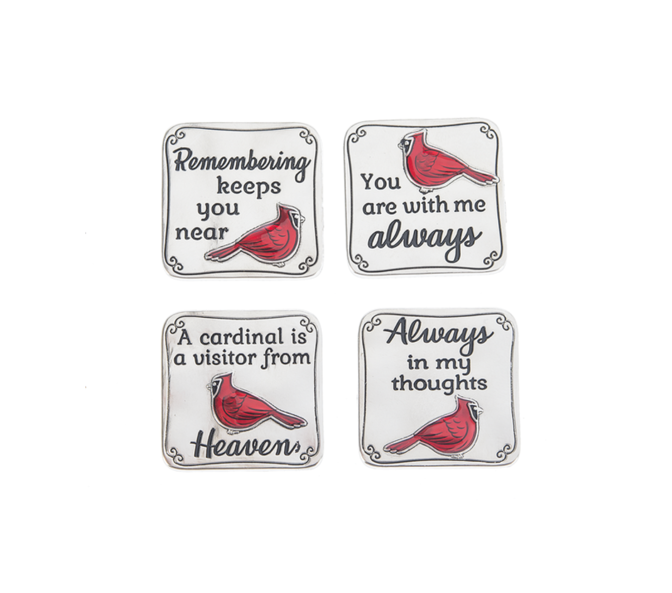 Ganz Cardinal “A Visitor from Heaven” Charm Token. Symbol of love and remembrance for lost loved ones. Thoughtful sympathy gift. Available at Be Charmed.