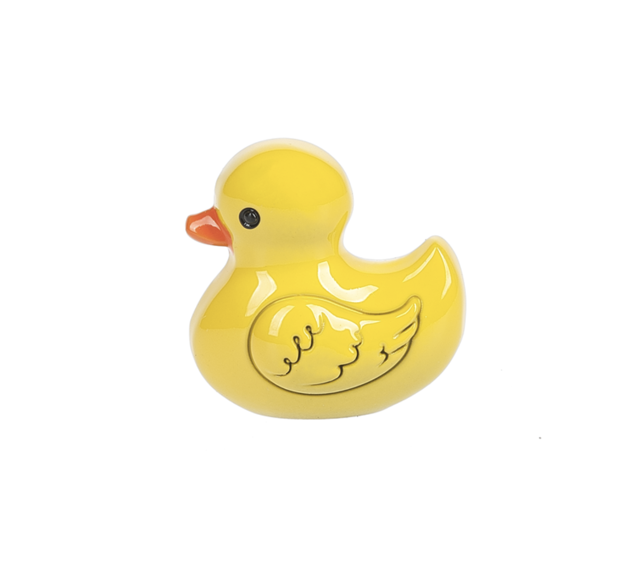 A yellow duck-shaped charm token. Available at Be Charmed
