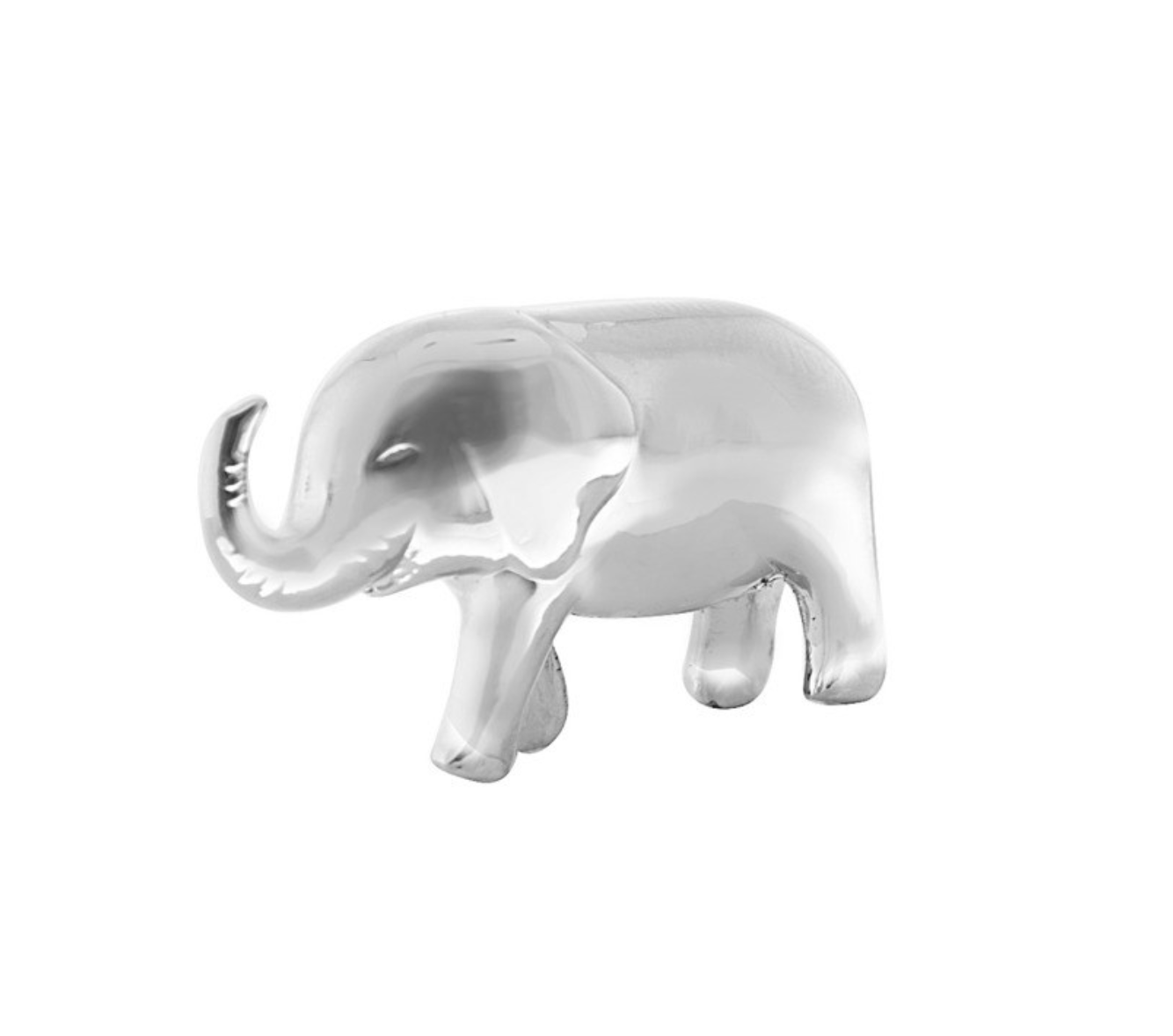 A small silver-tone Ganz elephant pocket token with an upward-pointing trunk and a printed story card. Available at Be Charmed