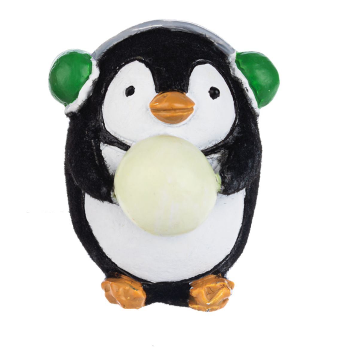 An adorable Ganz penguin charm token holding a snowball. Available at Be Charmed
