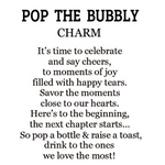 Text message celebrating joy and celebration with a bottle of bubbly.