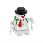 Toy snowman wind up toy with a black top hat, red scarf, and white coat on a white background. Available at Be Charmed