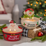 Gerson 6.5" Ceramic Santa & Snowman Candle Bowl