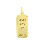 Gold Back Lola 7 Down 8 Up tag for necklace with an inspiring engraved message symbolizing strength and resilience. Available at Be Charmed.