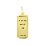 Gold Back Lola 7 Down 8 Up tag for necklace with an inspiring engraved message symbolizing strength and resilience. Available at Be Charmed.
