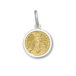 Gold Center Lola angel pendant necklace symbolizing guidance and protection, perfect for everyday wear or gifting. Available at Be Charmed.