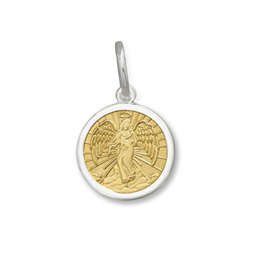 Gold Center Lola angel pendant necklace symbolizing guidance and protection, perfect for everyday wear or gifting. Available at Be Charmed.