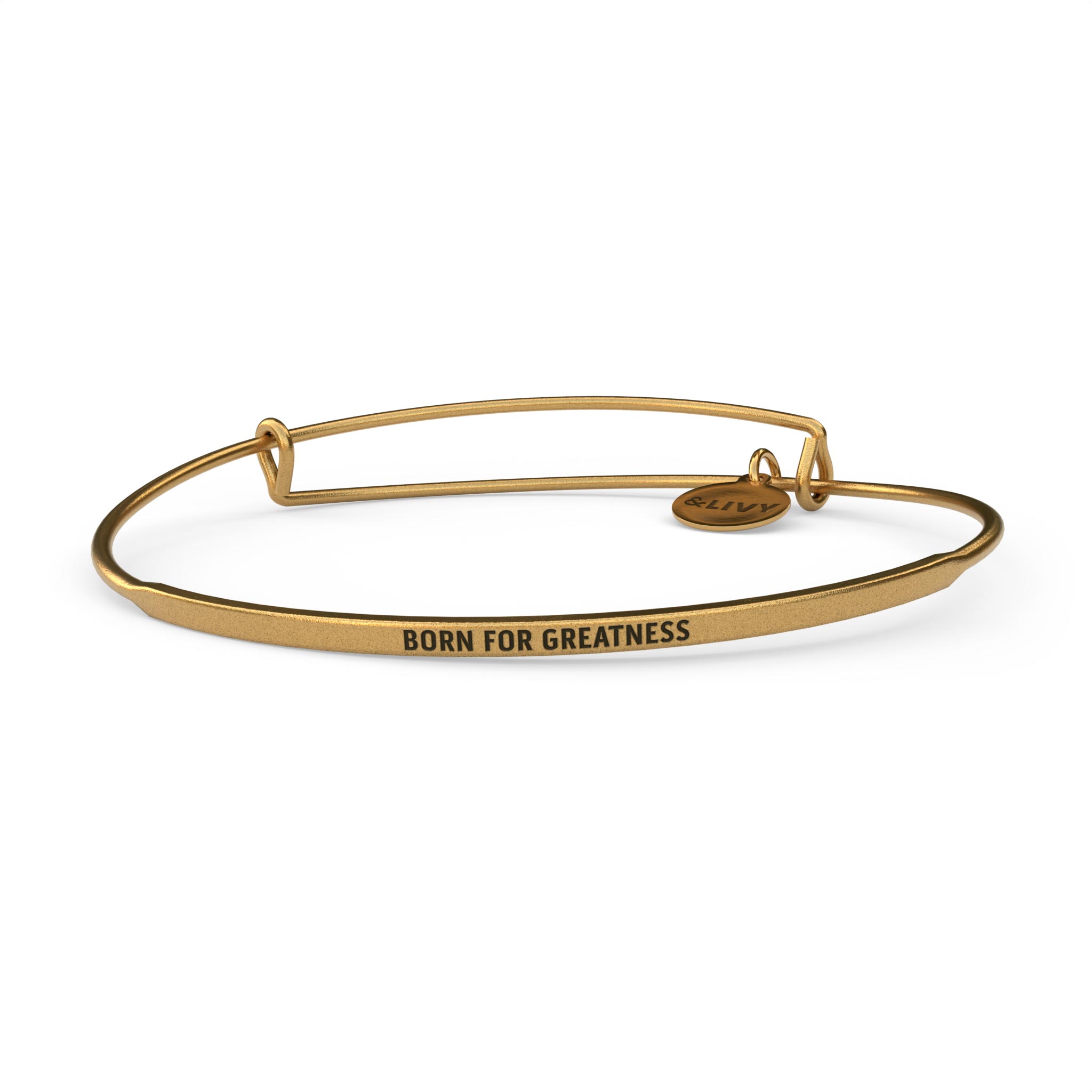 Gold &LIVY Born for Greatness POSY Bangle, available at Be Charmed 
