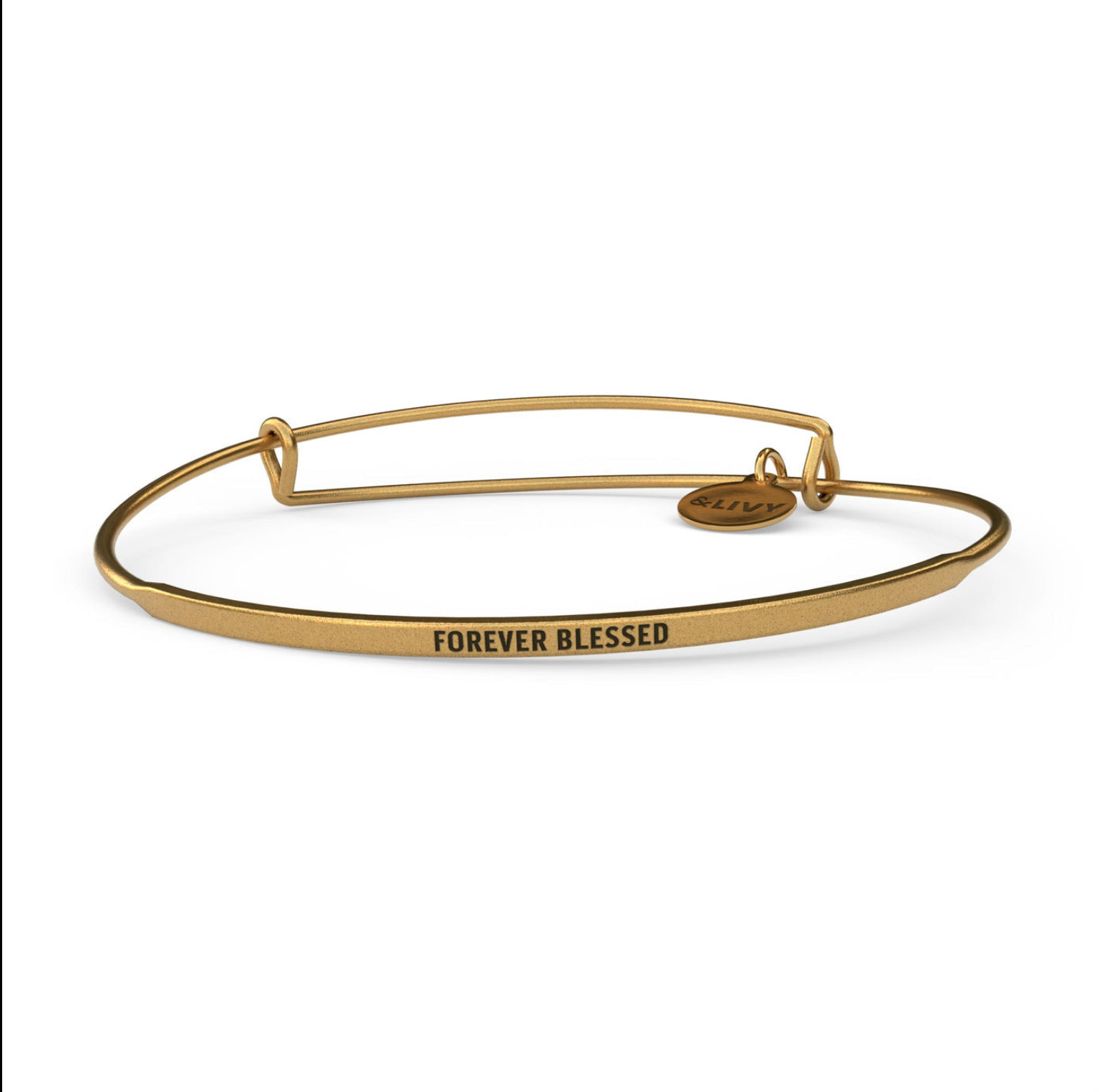 Gold &LIVY Forever Blessed POSY Bangle, available at Be Charmed