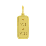 Gold Front Lola 7 Down 8 Up tag for necklace with an inspiring engraved message symbolizing strength and resilience. Available at Be Charmed.