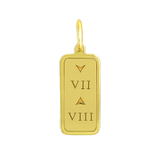 Gold Front Lola 7 Down 8 Up tag for necklace with an inspiring engraved message symbolizing strength and resilience. Available at Be Charmed.