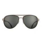 Goodr Aviator sunglasses with dark lenses on a white background. Available at Be Charmed