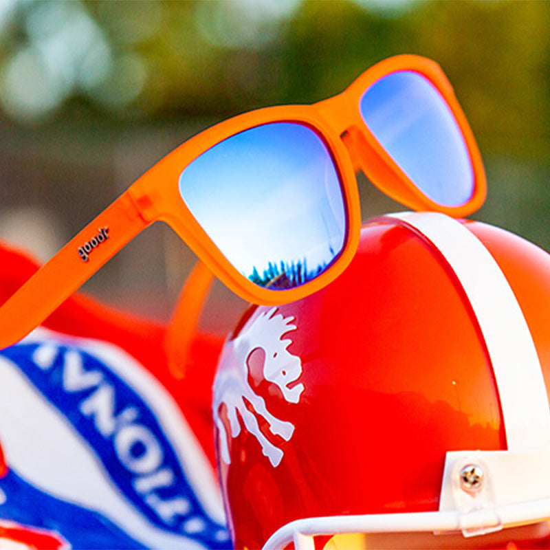 Goodr Donkey Goggles sunglasses featuring a playful design, polarized lenses, and no-slip fit—perfect for fun runs or sunny adventures. Available at Be Charmed.
