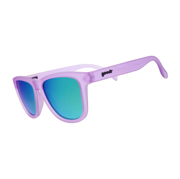 Lilac It Like That Goodr sunglasses with stylish purple frames, glare-reducing lenses, and no-slip grip—perfect for active wear; available at Be Charmed