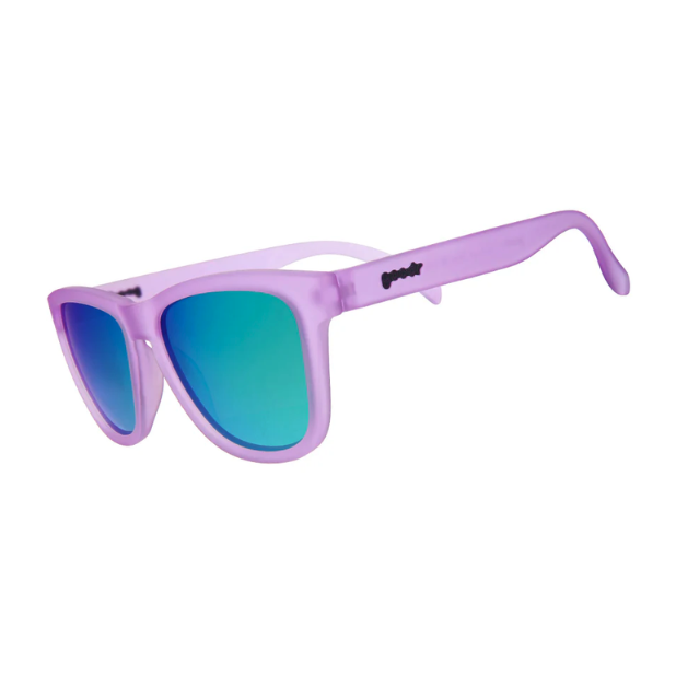 Lilac It Like That Goodr sunglasses with stylish purple frames, glare-reducing lenses, and no-slip grip—perfect for active wear; available at Be Charmed