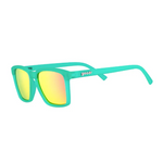 Short With Benefits Goodr sunglasses with pink mirrored lenses and hot pink no-slip frames—polarized for active wear; available at Be Charmed