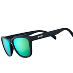 Vincent's Absinthe Night Terrors Goodr sunglasses with vivid green frames and polarized lenses—bold, secure, and stylish; available at Be Charmed