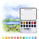 Grabie Watercolor paint set with a landscape illustration on a white background. Available at Be Charmed