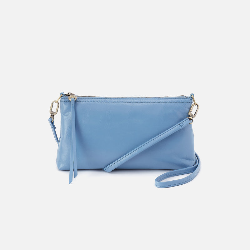 Faded Denim leather Hobo crossbody bag on a white background. Available at Be Charmed