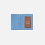 Faded Denim HOBO Euro Slide leather card case and passport holder with zip pocket available at Be Charmed.