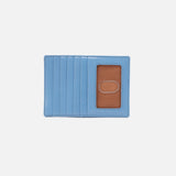 Faded Denim HOBO Euro Slide leather card case and passport holder with zip pocket available at Be Charmed.