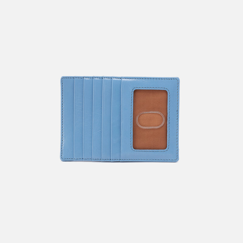 Faded Denim HOBO Euro Slide leather card case and passport holder with zip pocket available at Be Charmed.