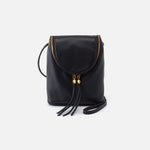 Black HOBO leather handbag with gold accents on a white background. Available at Be Charmed