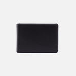 A HOBO black leather bifold wallet with a simplistic and classic design. Available at Be Charmed