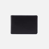 A HOBO black leather bifold wallet with a simplistic and classic design. Available at Be Charmed