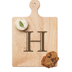 Maple Leaf 9x6 Initial Board H with Spreader. Personalized wooden serving board with monogram design. Perfect gift. Available at Be Charmed.