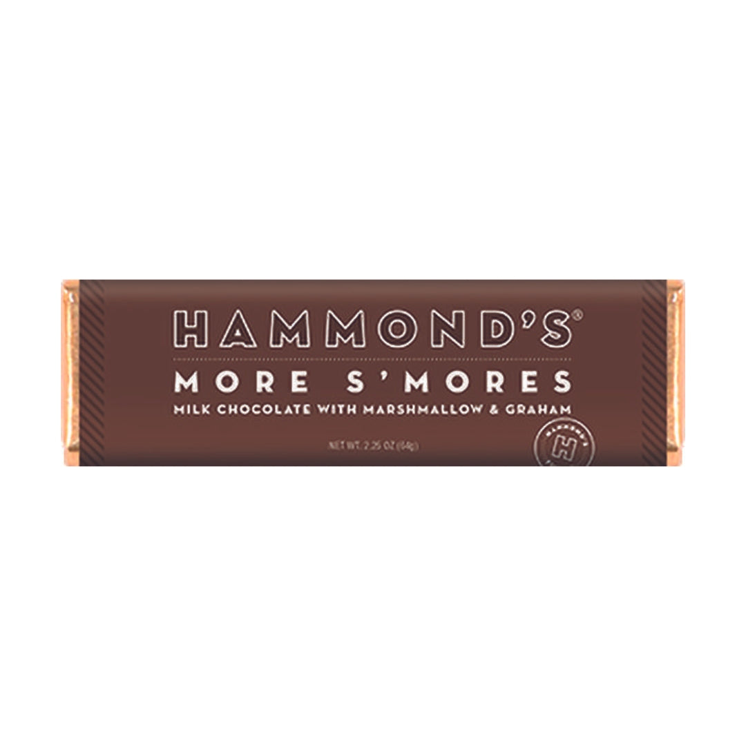 Hammond's More S'mores chocolate bar on a white background. Available at Be Charmed. 